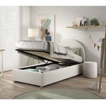 Lit MOON blanc 90x200 - Coffre + pouf assorti