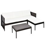 vidaXL Salon de jardin 3 Pièces avec coussins Résine tressée Marron