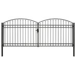 vidaXL Portillon double porte avec dessus arqué Acier 400x175 cm Noir