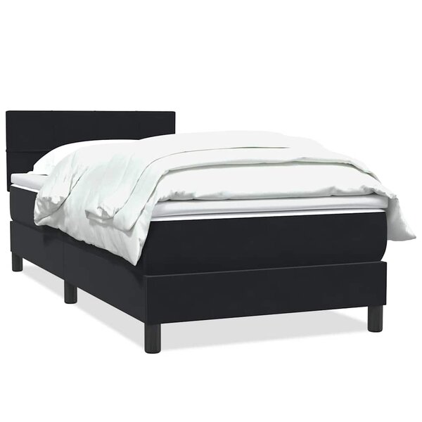 vidaXL Sommier à lattes de lit avec matelas noir 90x210 cm velours