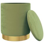 vidaXL Tabouret de rangement rond Vert moutarde Velours 31 x 37 cm