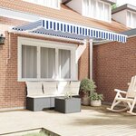 vidaXL Toile de rechange pour store banne Bleu et blanc 350 x 200 cm