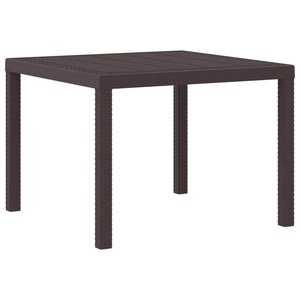 vidaXL Table de jardin pour repas Marron 100 x 100 x 73 cm polyrotin