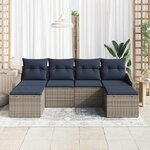 vidaXL Ensemble de canapé de jardin 6 Pièces Gris et marine polyrotin