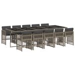 vidaXL Ensemble à manger de jardin 11Pièces avec coussins gris poly rotin