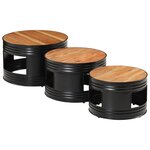 vidaXL Tables de bar forme tambour 3 Pièces bois massif d'acacia
