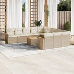 vidaXL Salon de jardin avec coussins 12 Pièces beige résine tressée