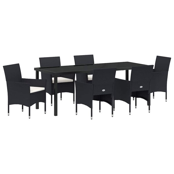 vidaXL Ensemble de salle à manger pour jardin 7 pc Noir polyrotin