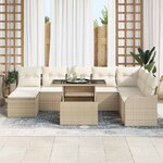 vidaXL Ensemble de canapé de jardin 9 Pièces Beige Poly rotin