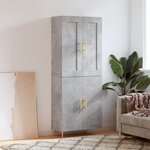 vidaXL Buffet haut Gris béton 69 5x34x180 cm Bois d'ingénierie