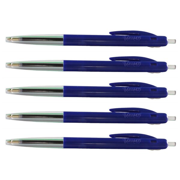 Stylo bille M10 CLIC Medium Pointe Moyenne 1 mm Encre Bleue x 5 BIC