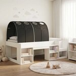 vidaXL Cadre de lit avec tunnel 3 Pièces Blanc et noir Bois d'ingénierie