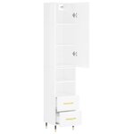 vidaXL Buffet haut Blanc brillant 34 5x34x180 cm Bois d'ingénierie