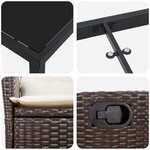 vidaXL Ensemble de Salle à Manger de Jardin 7 Pièces avec Coussins Marron Poly Rattan