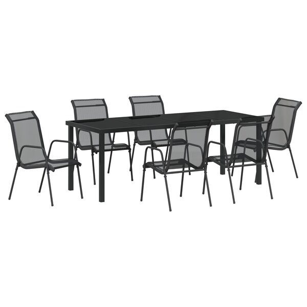 vidaXL Ensemble de salle à manger de jardin 7 pièces Textilène noir et acier