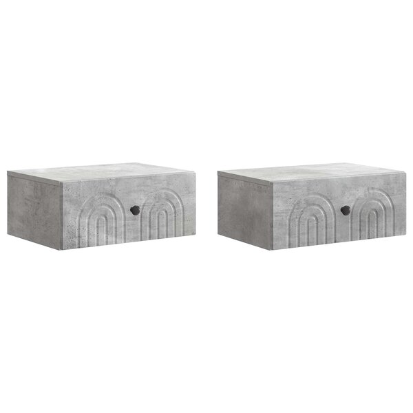 vidaXL Cabinet de chevet mural 2 Pièces Gris béton 49 x 34 5 x 20 cm