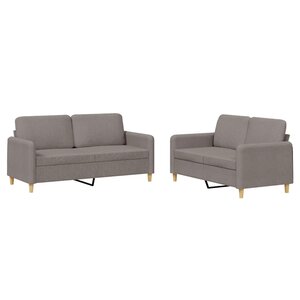 vidaXL Ensemble de canapés 2 Pièces avec coussins Taupe Tissu