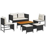 vidaXL Ensemble de canapé de jardin 6 Pièces Noir Crème polyrotin