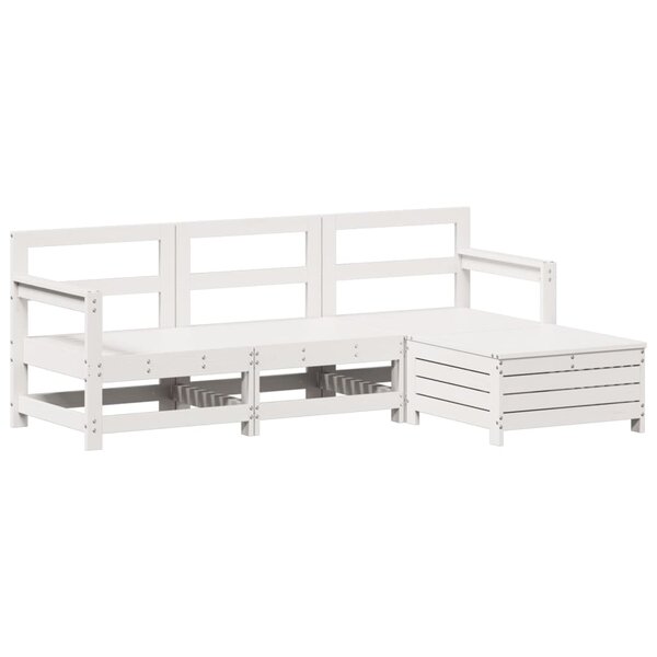 vidaXL Salon de jardin 4 Pièces blanc bois de pin massif