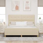 vidaXL Cadre de lit avec tête de lit Crème 180 x 200 cm tissu
