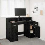 vidaXL Bureau avec porte Chêne noir 120 x 55 x 91 cm Bois d'ingénierie