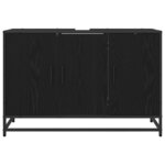 vidaXL Cabinet de salle de bain avec porte Chêne noir 90 x 33 x 60 cm