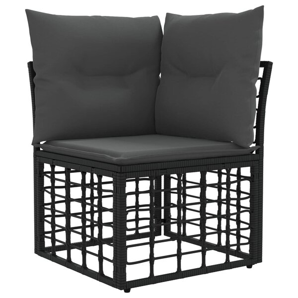 vidaXL Unité de canapé d'angle modulable pour extérieur Noir polyrotin