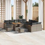 vidaXL Ensemble de canapé de jardin 13 Pièces Gris polyrotin