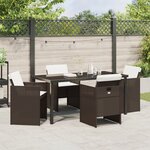 vidaXL Ensemble de salle à manger de jardin 5 pièces avec coussins marron rattan synthétique