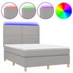 vidaXL Sommier à lattes de lit et matelas et LED Gris clair 140x200 cm