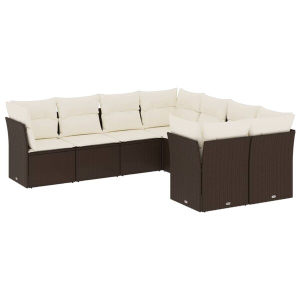vidaXL Salon de jardin 8 Pièces avec coussins marron résine tressée