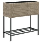 vidaXL Jardinières avec étagère 2 Pièces gris 70x28x70 cm résine tressée