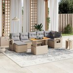 vidaXL Salon de jardin avec coussins 8 Pièces beige résine tressée
