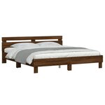 vidaXL Cadre de lit avec tête de lit et LED chêne marron 200x200 cm