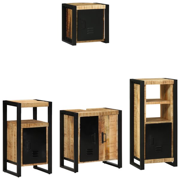 vidaXL Ensemble de mobilier de salle de bain avec étagère avec stockage avec porte 4 Pièces