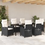 vidaXL Ensemble de salle à manger de jardin de 7 pièces avec coussins en rattan poly noir
