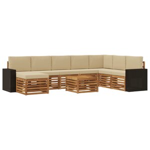 vidaXL Ensemble de canapés d'extérieur 9 Pièces Naturel et Beige