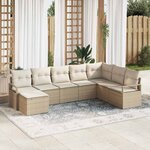 vidaXL Ensemble de canapé de jardin 8 Pièces Beige Poly rotin