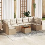 vidaXL Ensemble de canapé de jardin 8 Pièces Beige Poly rotin