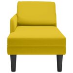vidaXL Fauteuil long avec coussin et accoudoir droit jaune velours