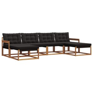 vidaXL Ensemble de canapés d'extérieur 6 pc Naturel et Noir