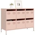 vidaXL Buffet rose 101 5x39x73 5 cm acier laminé à froid