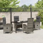 vidaXL Set de salle à manger de jardin 5 pièces Gris Rotin Poly