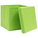 vidaXL Boîtes de rangement avec couvercles 10Pièces Vert 32x32x32cm Tissu