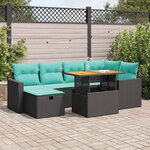 vidaXL Salon de jardin avec coussins 7Pièces marron résine tressée acacia