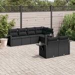 vidaXL Salon de jardin 7 Pièces avec coussins noir résine tressée