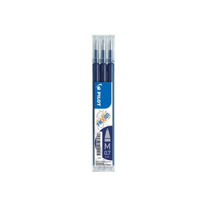 FriXion, recharge pour stylo à encre gel, pointe moyenne de 0,7 mm, couleurs d'encre assorties : noir, bleu (paquet 3 unités)