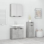 vidaXL Ensemble d'armoires de salle de bain 3 Pièces gris béton
