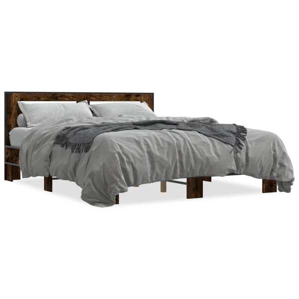 vidaXL Cadre de lit sans matelas chêne fumé 150x200 cm
