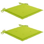 vidaXL Chaises de jardin lot de 2 avec coussins vert vif Bois de teck
